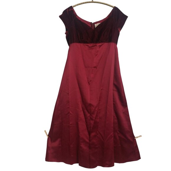 Alfred Angelo Red Velvet Satin Gown Size 20W Formal Romantic Holiday Dress - Picture 2 of 15